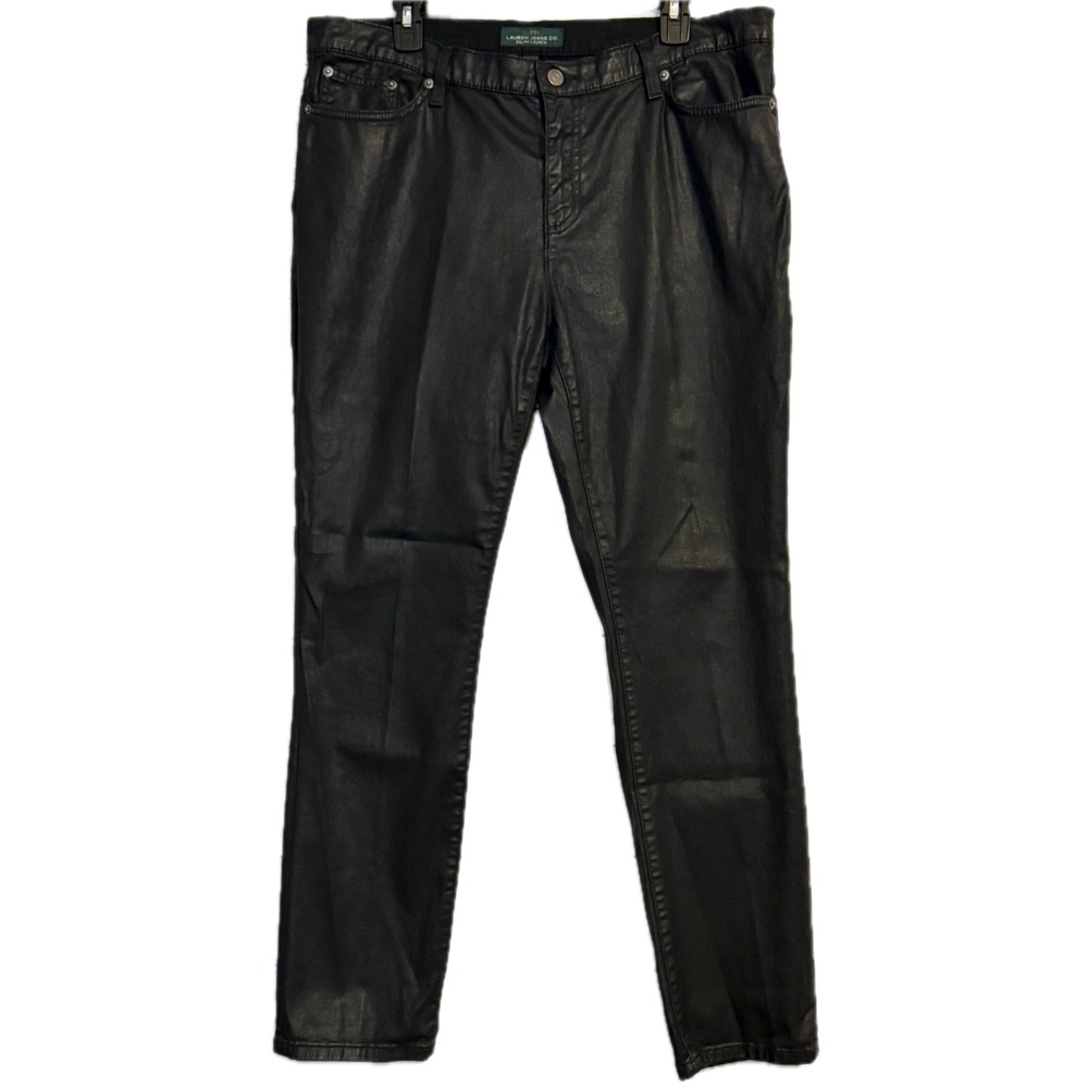 Lauren Jeans Co Jeans Women's 16 Black Coated Modern Skinny Stretch